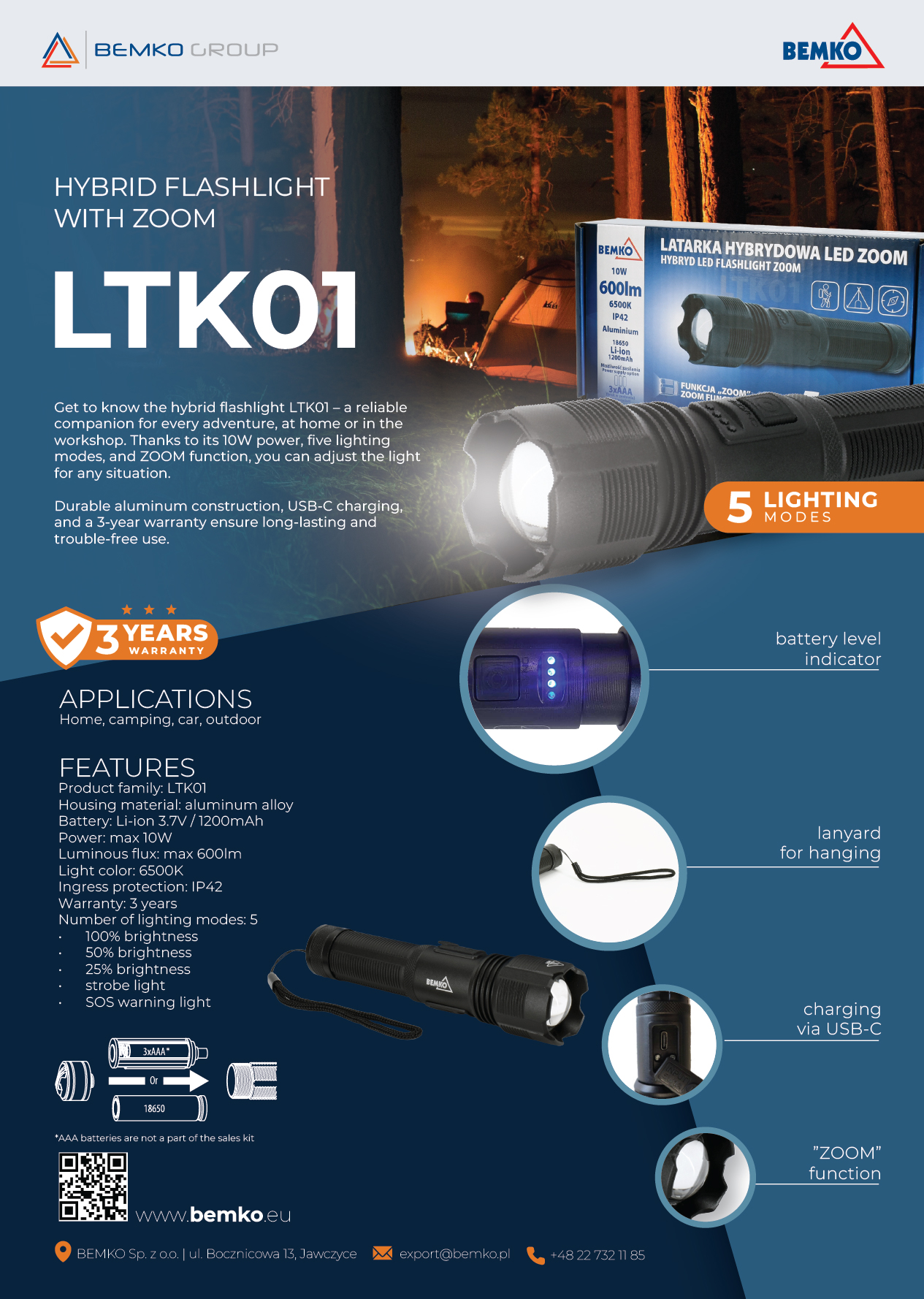 Hybrid Zoom Flashlight LTK01 – Power and Versatility